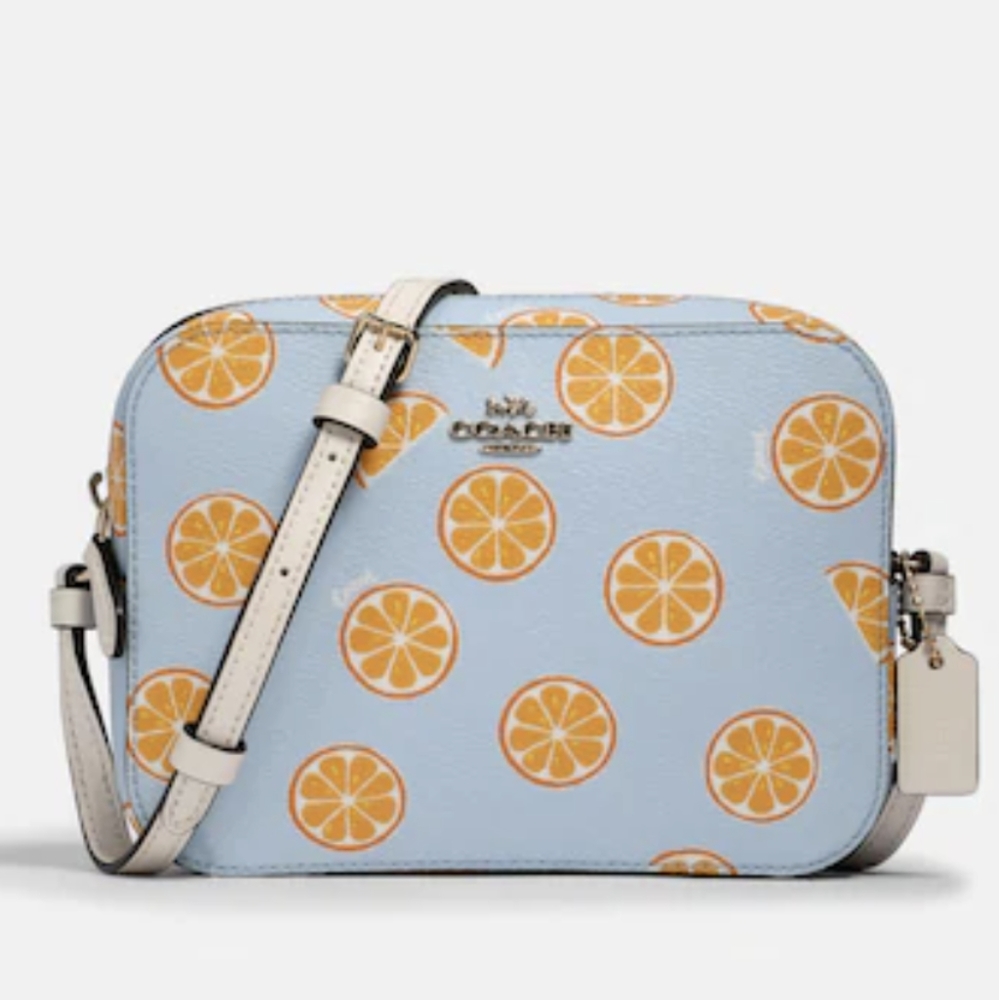 Coach Mini Camera Bag Crossbody With Orange Print 3273